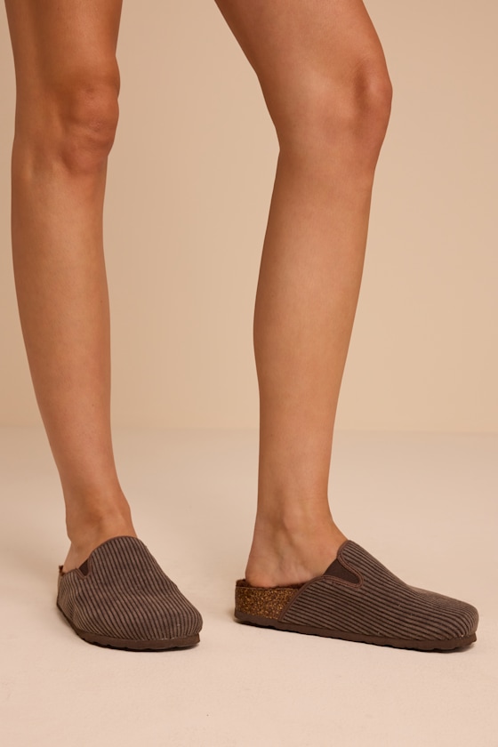 Every New Beginning Brown Corduroy Mules - thumbnail 3