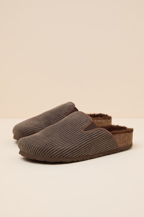 Every New Beginning Brown Corduroy Mules - thumbnail 5