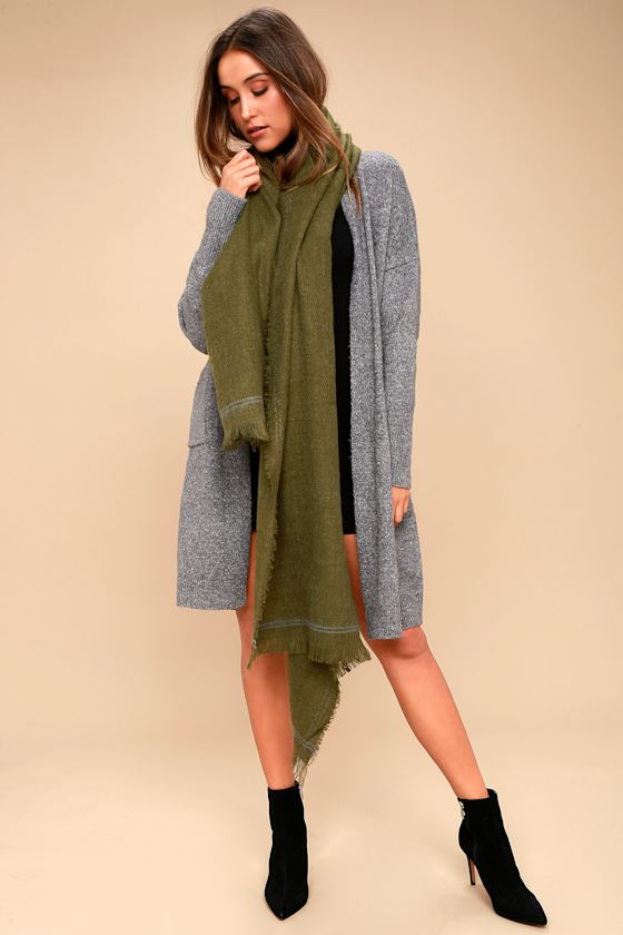 Cute Olive Green Scarf Woven Scarf Acrylic Scarf Lulus