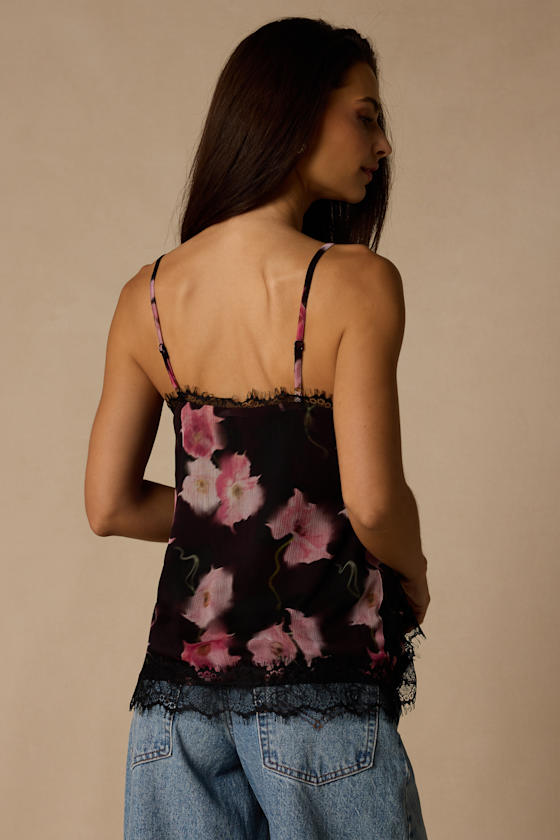 Dulsia Black Multi Floral Lace Cami Top 2