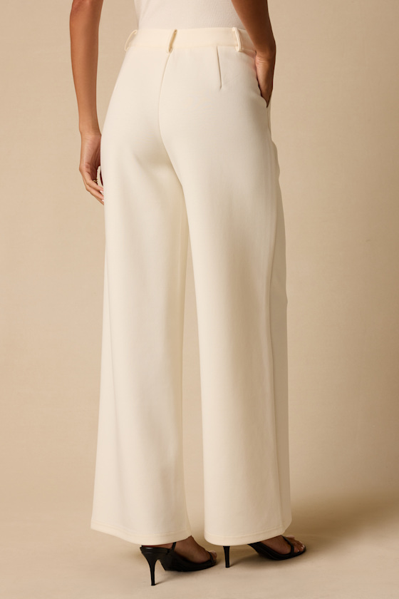 Greta Cream High-Rise Wide-Leg Trousers - thumbnail 4
