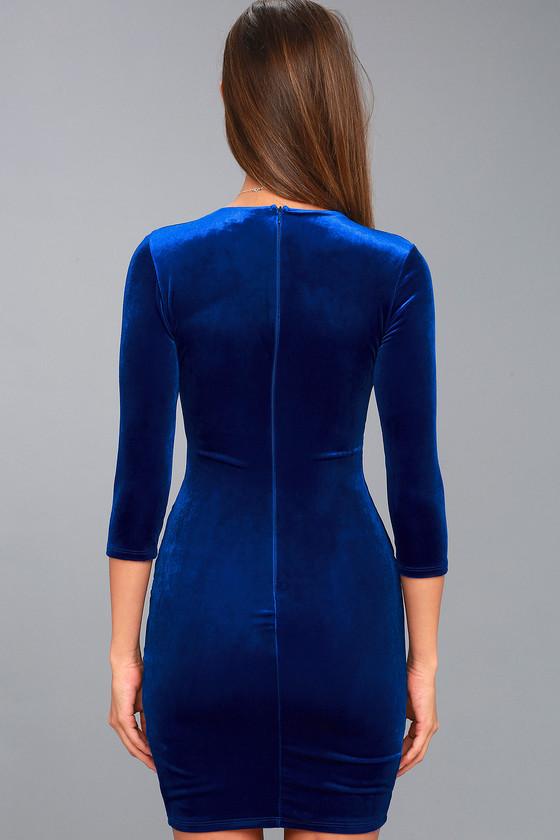 anything for you royal blue velvet bodycon dress