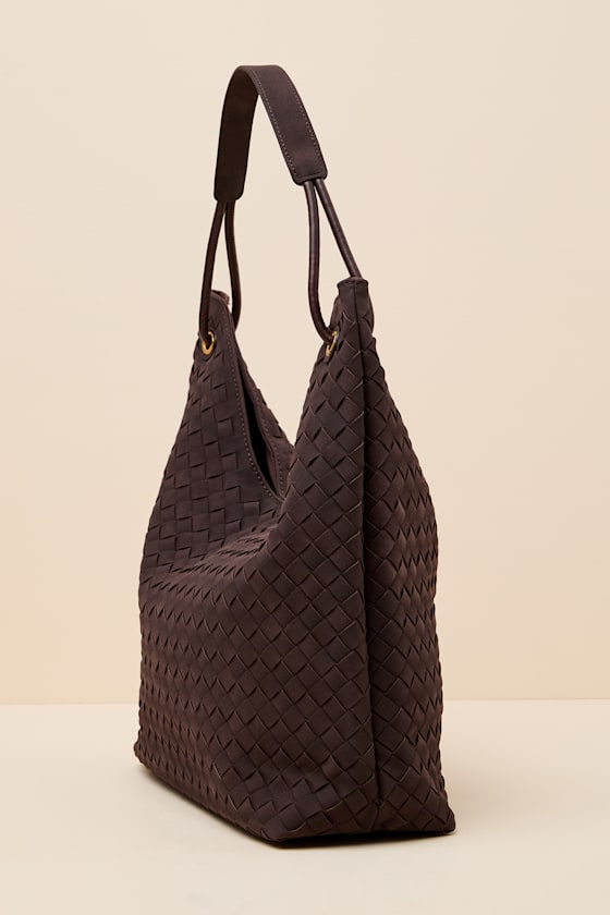 Alba Dark Brown Woven Tote Bag - thumbnail 4