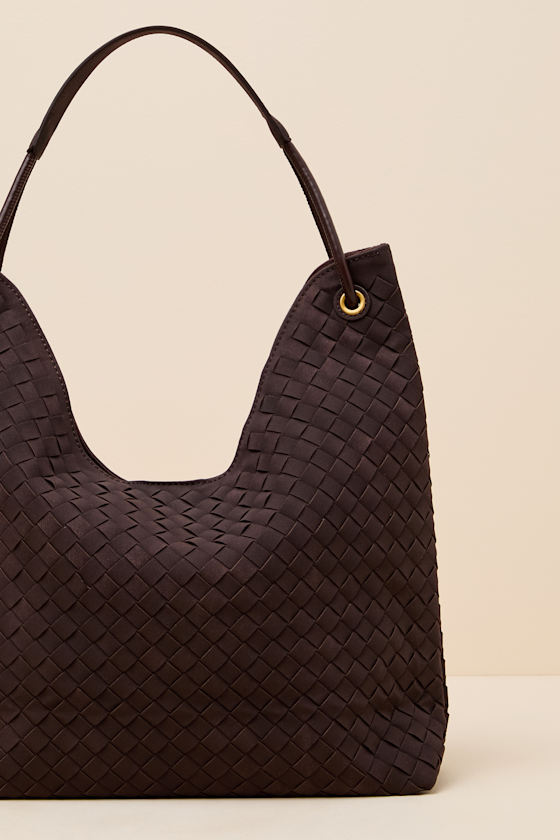 Alba Dark Brown Woven Tote Bag - thumbnail 5