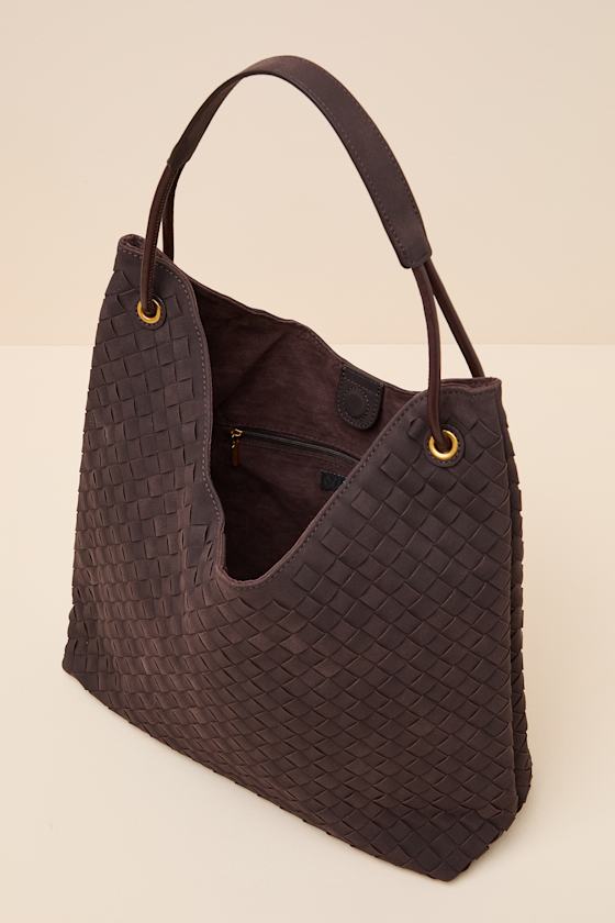 Alba Dark Brown Woven Tote Bag - thumbnail 6