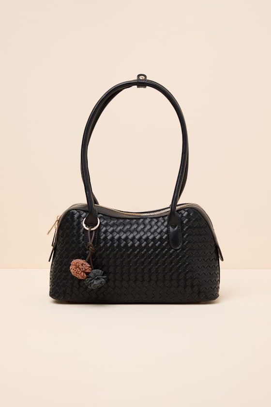 Suri Black Woven Shoulder Bag 1