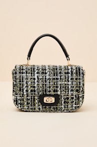 Cassius Black Tweed Crossbody Handbag 1