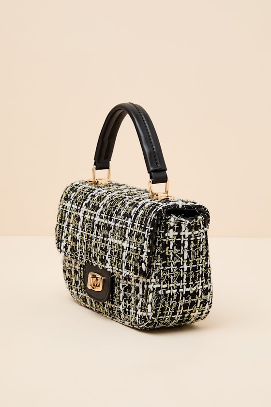 Cassius Black Tweed Crossbody Handbag 2