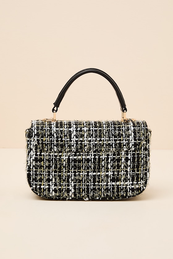 Cassius Black Tweed Crossbody Handbag - thumbnail 5