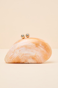 Godiva Peach Marbled Asymmetrical Crossbody Clutch 1