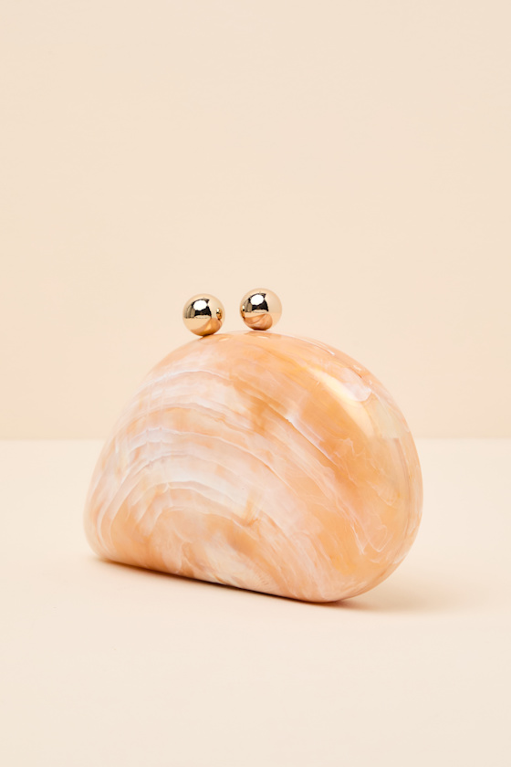Godiva Peach Marbled Asymmetrical Crossbody Clutch 2