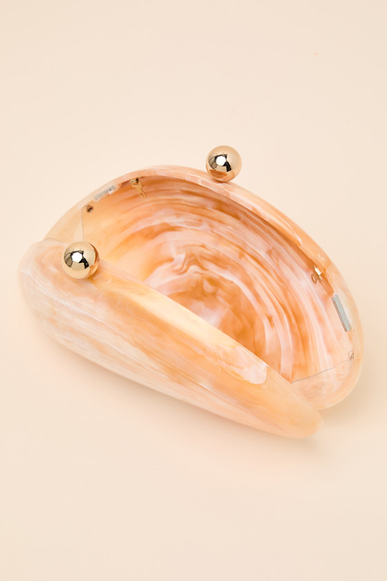 Godiva Peach Marbled Asymmetrical Crossbody Clutch - thumbnail 5