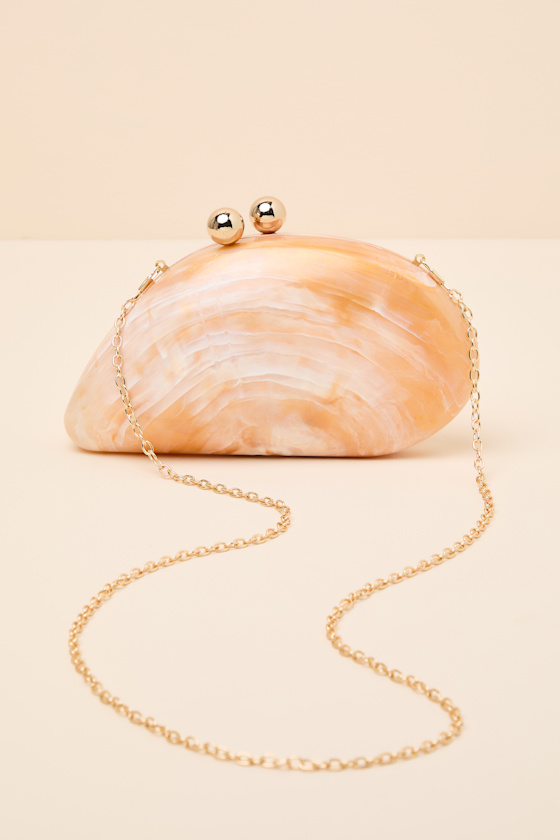 Godiva Peach Marbled Asymmetrical Crossbody Clutch - thumbnail 6