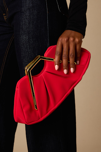 Sabrine Red Ruched Clutch 1