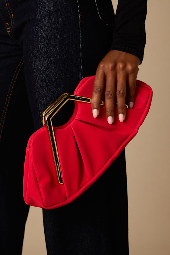 Sabrine Red Ruched Clutch 1