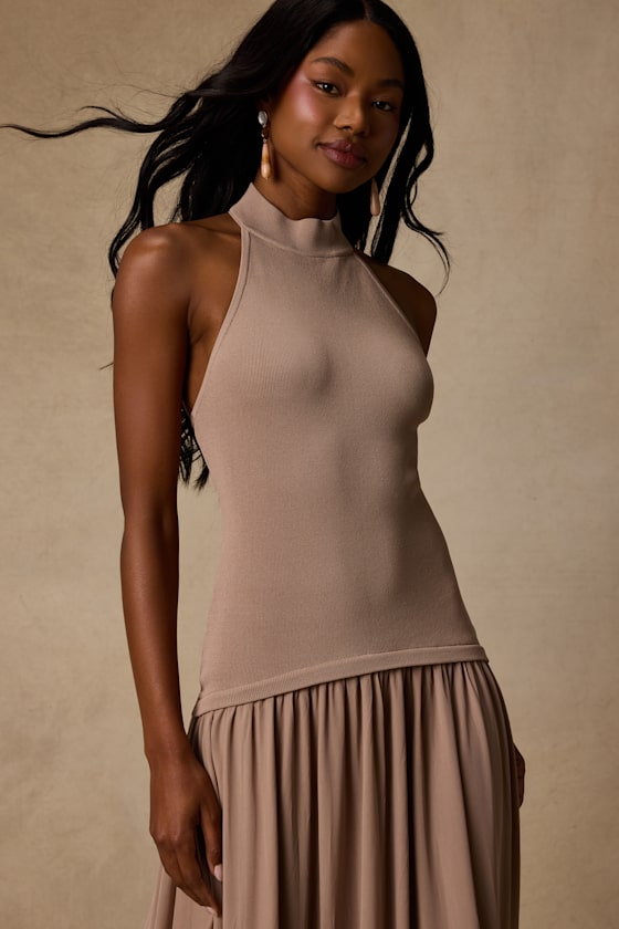 Drusilla Taupe Drop Waist Midi Dress 2