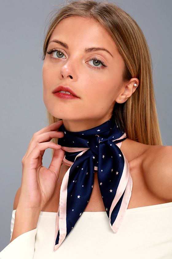 Celestial Cutie Navy Blue Star Print Scarf 1