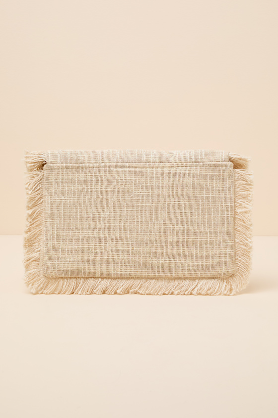 Haisley Cream Woven Beaded Clutch - thumbnail 5
