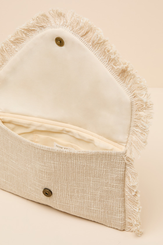 Haisley Cream Woven Beaded Clutch - thumbnail 6
