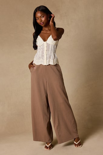 Cooper Light Brown Wide-Leg Pants 1