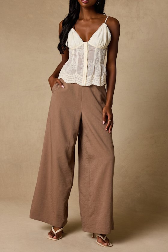 Cooper Light Brown Wide-Leg Pants - thumbnail 5