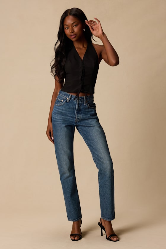 Tamika Black Lace-Up Tank Top - thumbnail 4