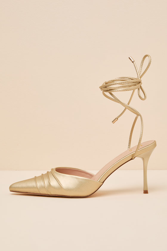 Blaire Light Champagne Gold Lace-Heels - thumbnail 3