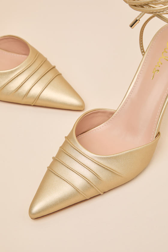 Blaire Light Champagne Gold Lace-Heels - thumbnail 6