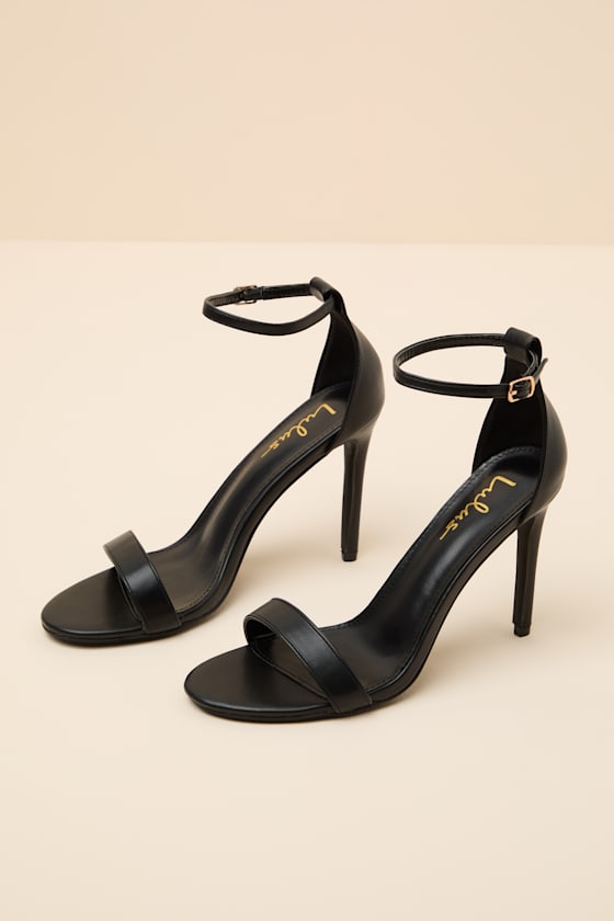 Cerelia Black Ankle Strap Heels - thumbnail 5
