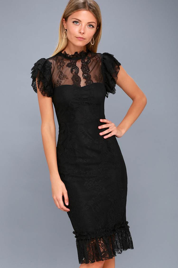 chinese dress ladies Chic Sheath/Column Black Lace Long Prom Dresses Beaded Evening Gowns P –  SELINADRESS