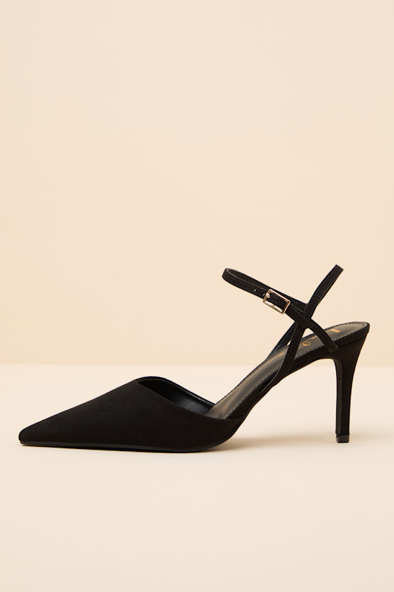 Mareey Black Suede Pointed-Toe Pumps 1