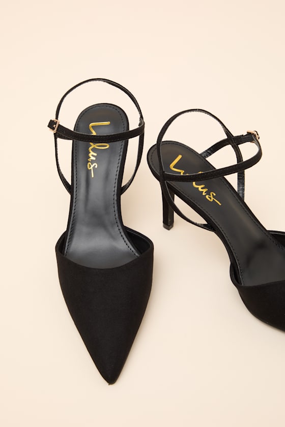 Mareey Black Suede Pointed-Toe Pumps 2