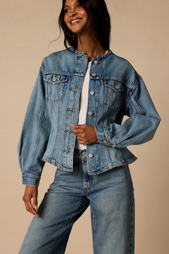 Sculpted Trucker Medium Wash Denim Jacket 2