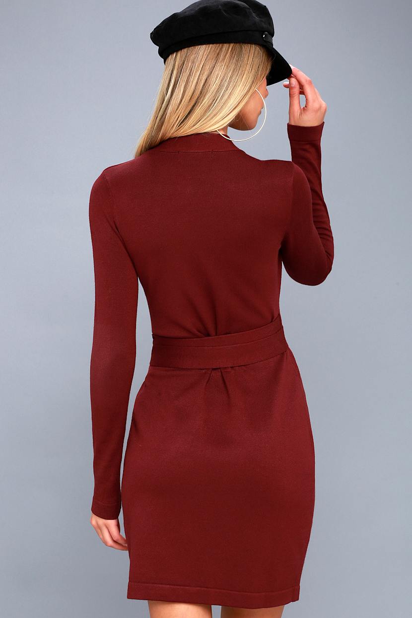 Literary Lover Burgundy Wrap Sweater Dress Literary Lover Burgundy Wrap Sweater Dress