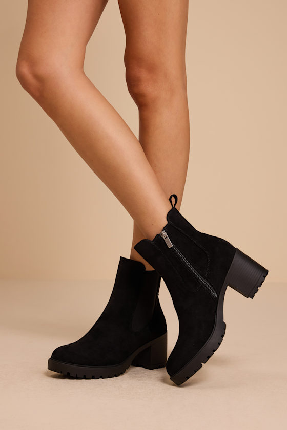 Amari Black Suede Ankle Boots - thumbnail 3