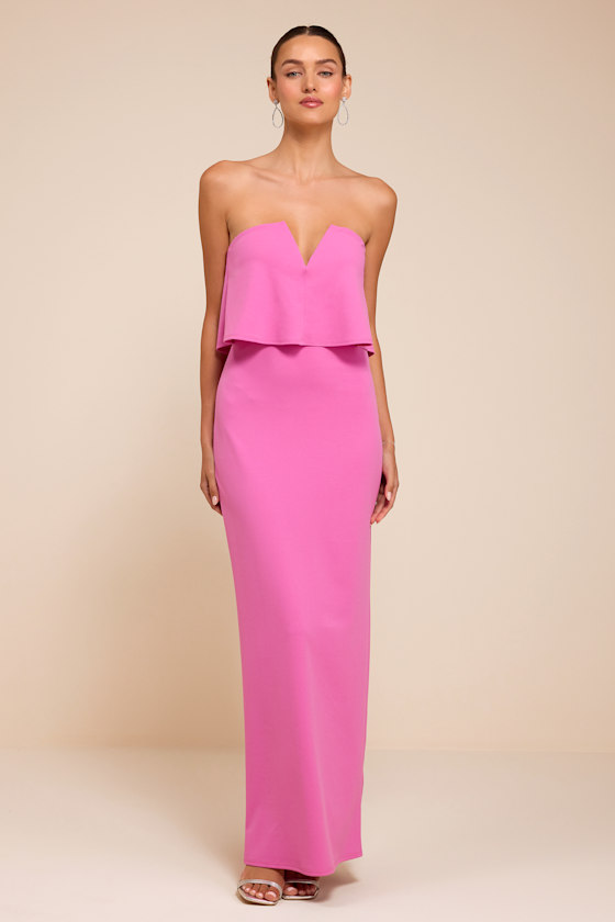Lyanna Pink Strapless Column Maxi Dress