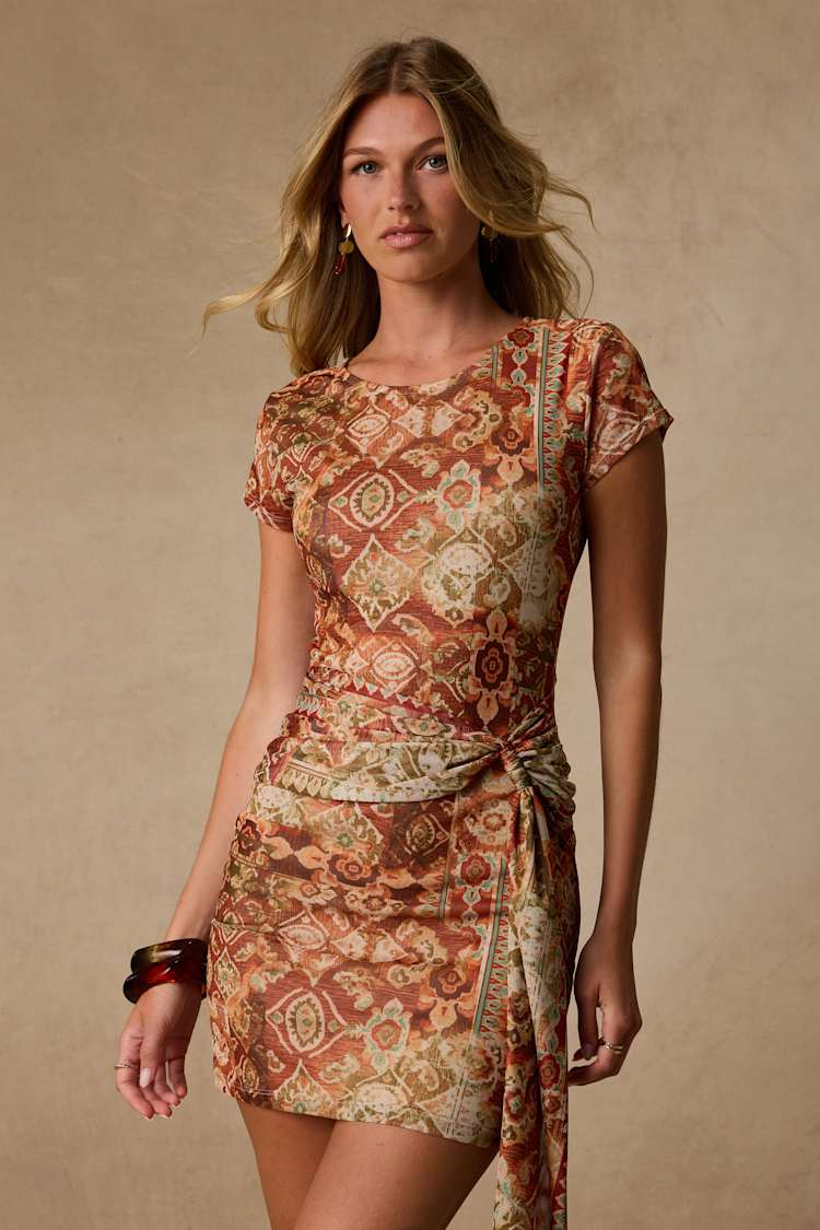 boho rust dress Marci Boho Midi Dress