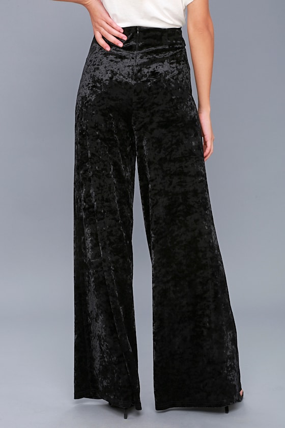 Black Velvet Pants WideLeg Pants HighWaisted Pants