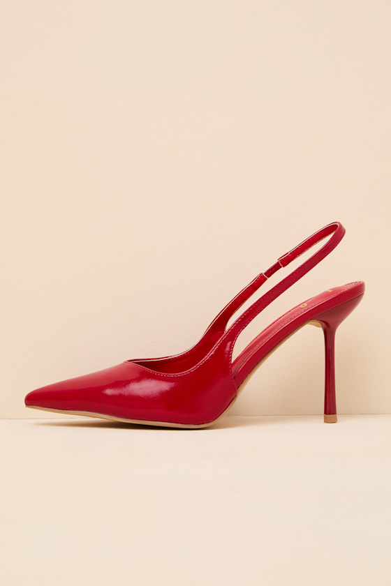 Lonnie Red Pointed-Toe Slingback Pumps 2