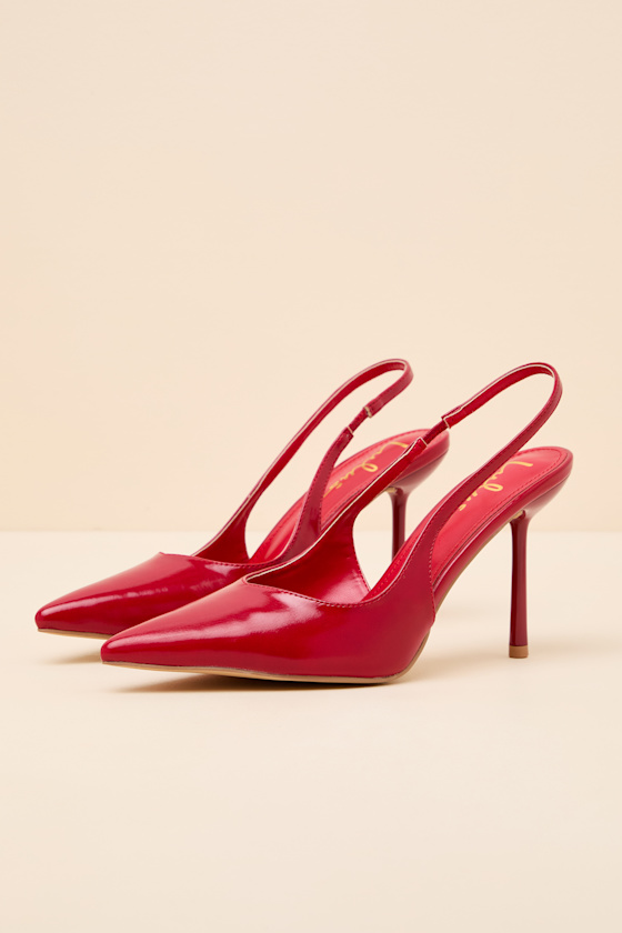 Lonnie Red Pointed-Toe Slingback Pumps - thumbnail 5