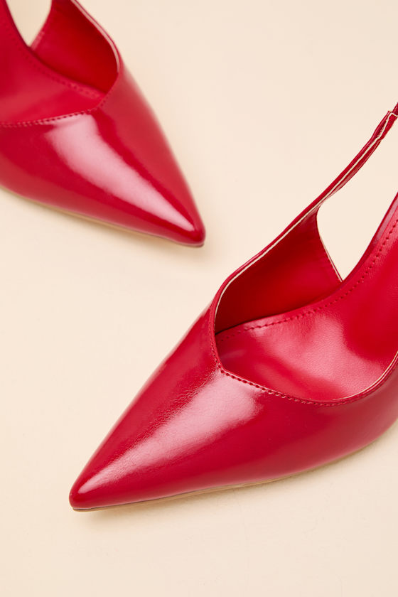 Lonnie Red Pointed-Toe Slingback Pumps - thumbnail 6