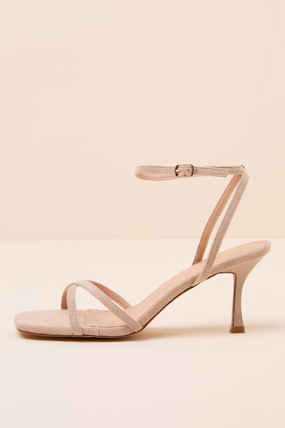 Salix Light Nude Suede Ankle Strap High Heel Sandals 1