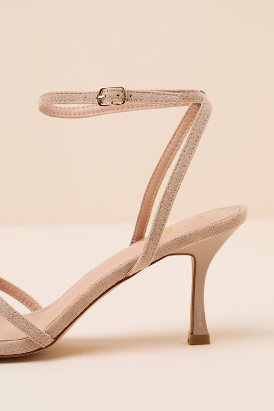 Salix Light Nude Suede Ankle Strap High Heel Sandals - thumbnail 5