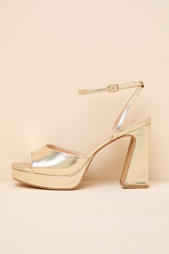 Krissy Gold Ankle Strap Platform Sandals 2