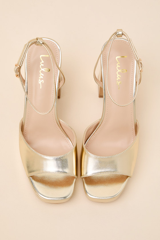 Krissy Gold Ankle Strap Platform Sandals - thumbnail 4