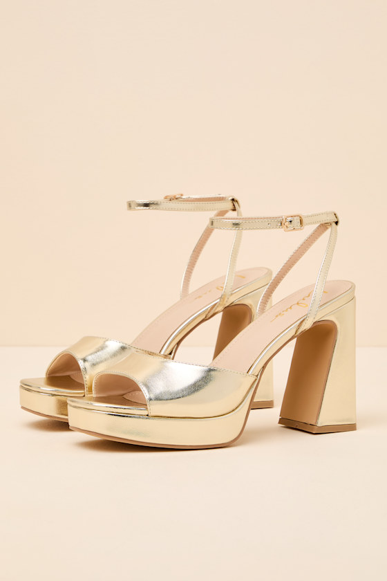 Krissy Gold Ankle Strap Platform Sandals - thumbnail 5
