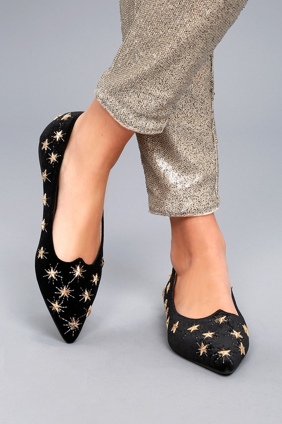 studded flats black