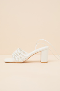 Eda White Knotted Lace-Up High Heel Sandals 1