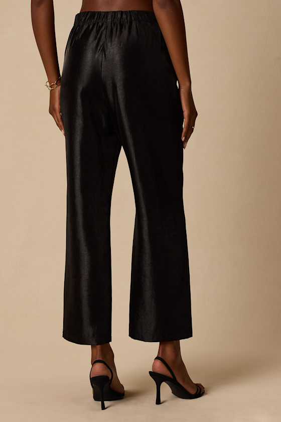 Kyle Black Satin Cropped Pants - thumbnail 3