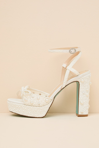 Enola Ivory Pearl Platform Ankle Strap High Heel Sandals 1